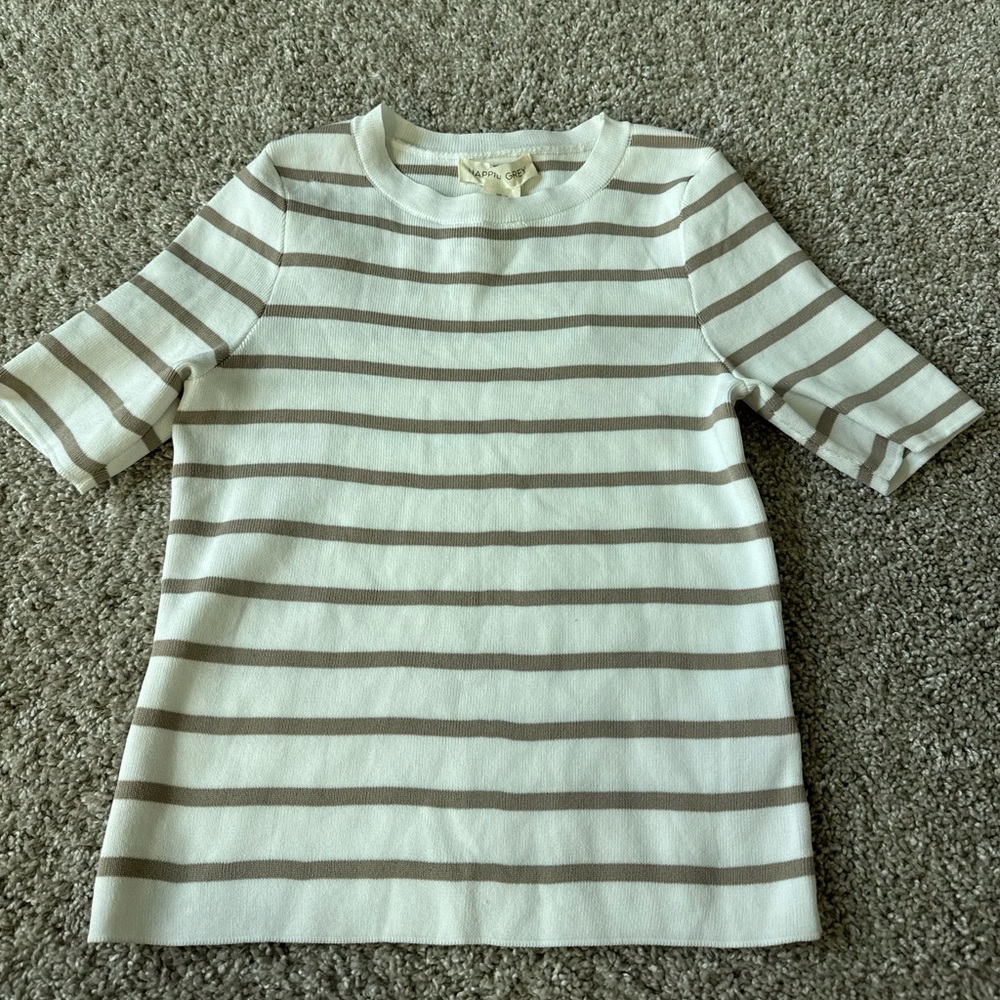 Striped White and Tan Top